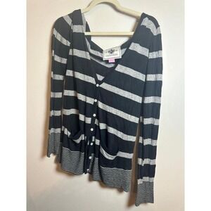 PINK Victoria's Secret Striped Hooded‎ Cardigan Top
